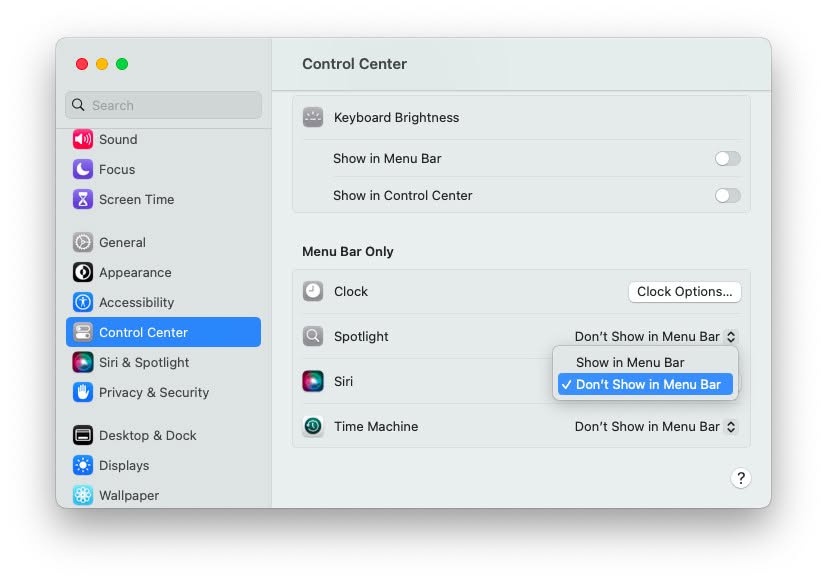 Hide Siri from the macOS menu bar