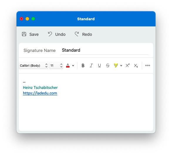 Editing an email signature in Outlook for Mac