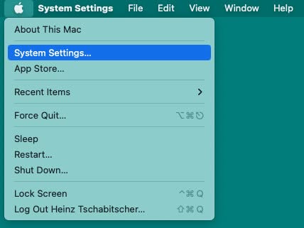 Open System Settings (Preferences) on a Mac