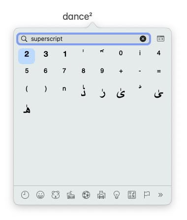 Add the squared symbol on a Mac using the emoji panel