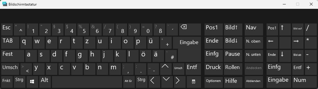 Die Windows Bildschirmtastatur