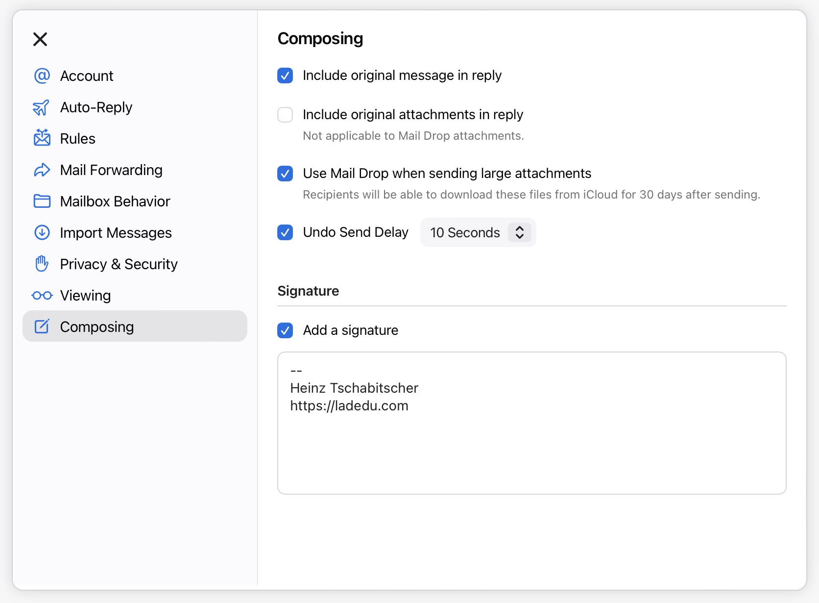 Enable Mail Drop for attachments in iCloud Mail