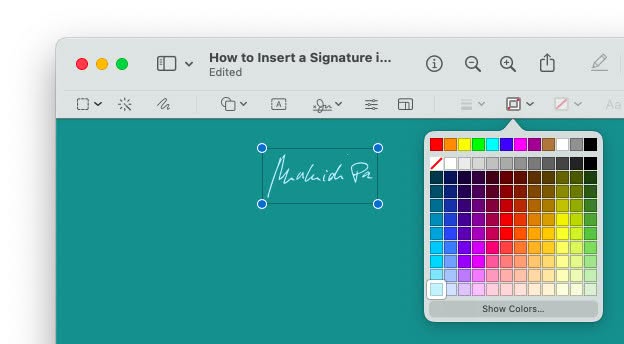 You can change the color of a signature you insert in Mac Preview