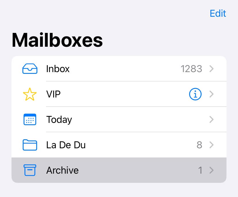Tap the “Archive” folder either under favorite mailboxes or under the account