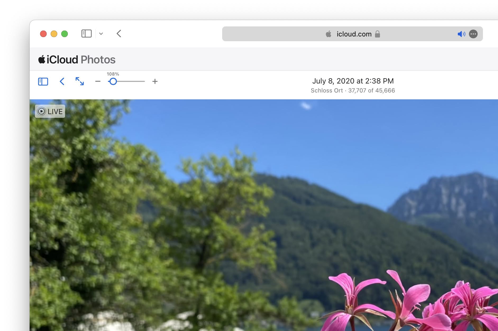 Zoom in iCloud Photos at iCloud.com using the slider