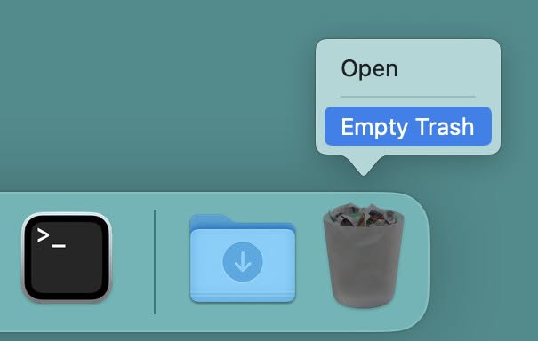 Emptying the Trash from the Mac Dock
