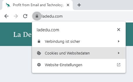 Klicken Sie „Cookies und Websitedaten“
