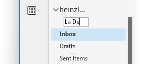 Type the name for the new Outlook email folder