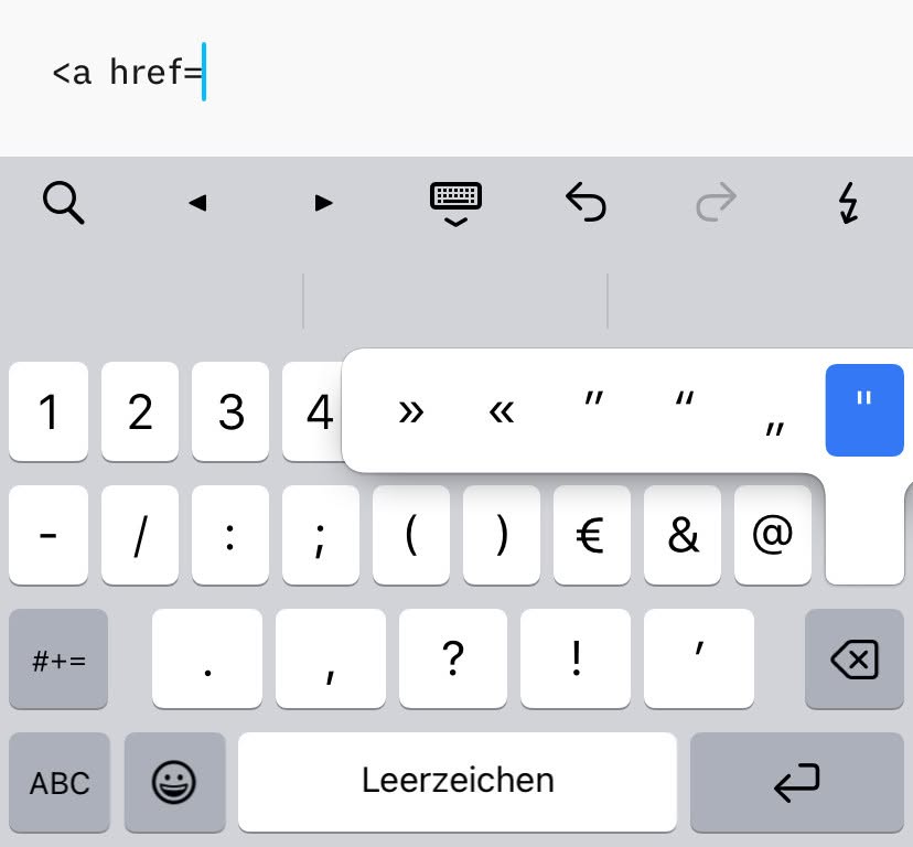 Auch mit „intelligenter Interpunktion“ kann man am iPhone gerade Anführungszeichen eingeben
