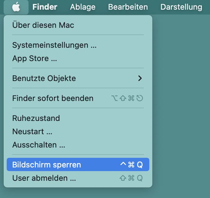 Den Bildschirm am Mac mit dem Menü sperren