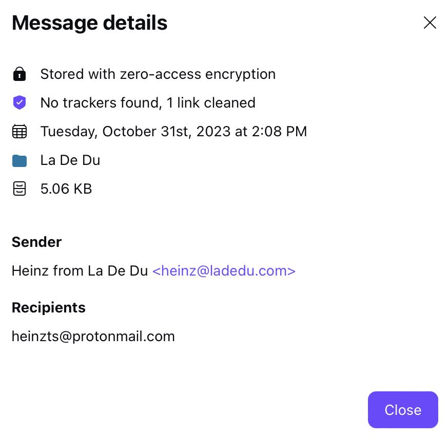 Message size in Proton Mail