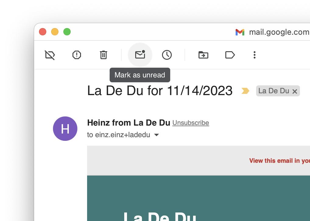 You can use the “Mark as unread” button to mark emails unread in Gmail in a desktop browser
