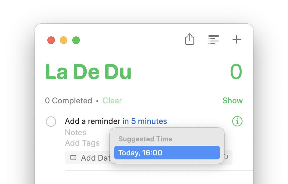 Add a quick reminder that also includes a reminder in Reminders