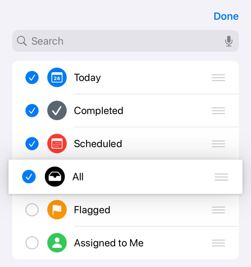 Enable the “All” list in Apple Reminders for iPhone to view all tasks in one place