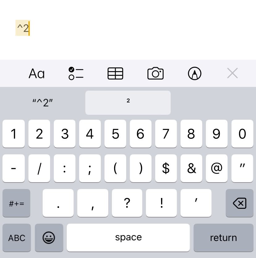 So fügen Sie „zum Quadrat“ (eine hochgestellte Ziffer 2) mit einer Textersetzung am iPhone ein