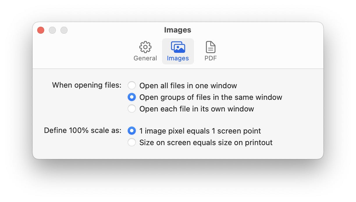 Set up Mac Preview for opening multiple images in a single window