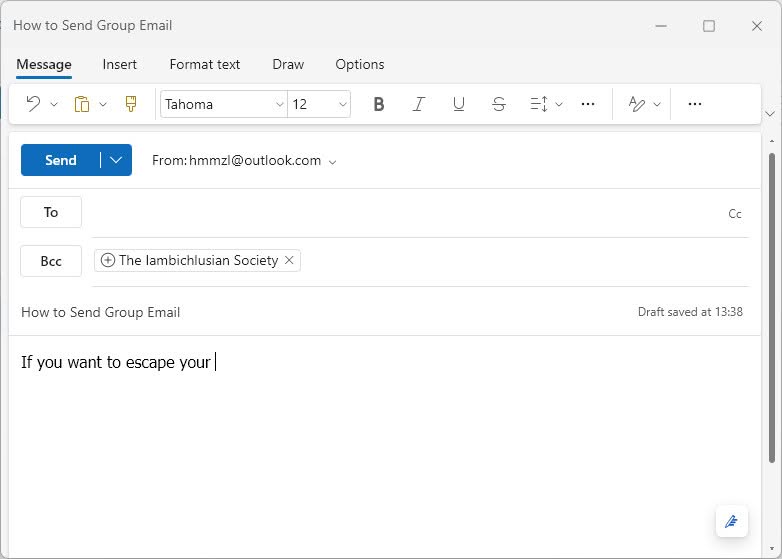 An email to distribution list in new Outlook for Windows