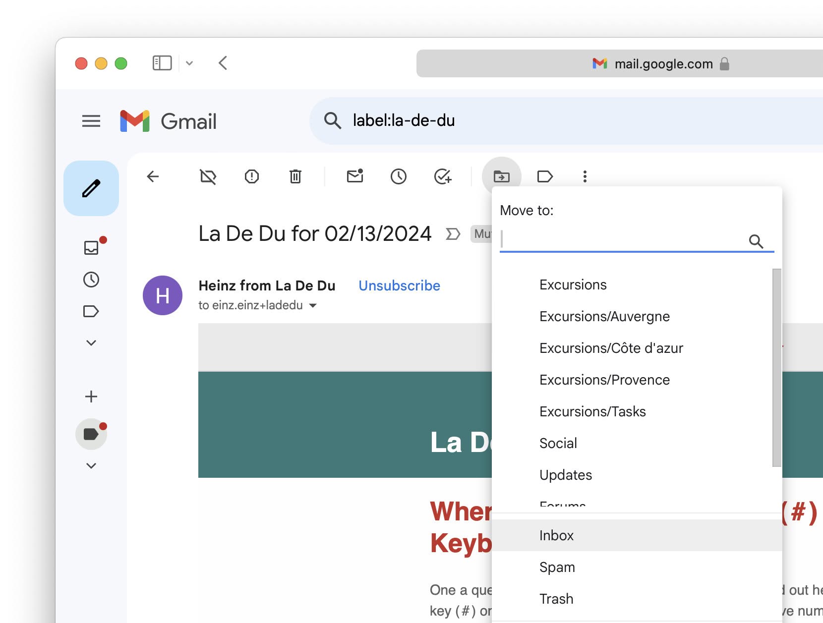 Restore a muted conversation to the inbox in Gmail