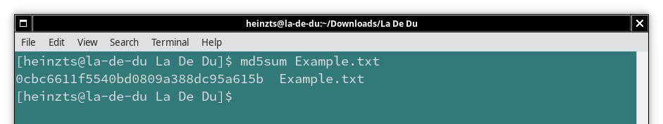 Verify an MD5 hash checksum using md5sum on Linux