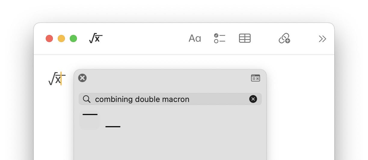 You can extend the radix symbol with a double macron