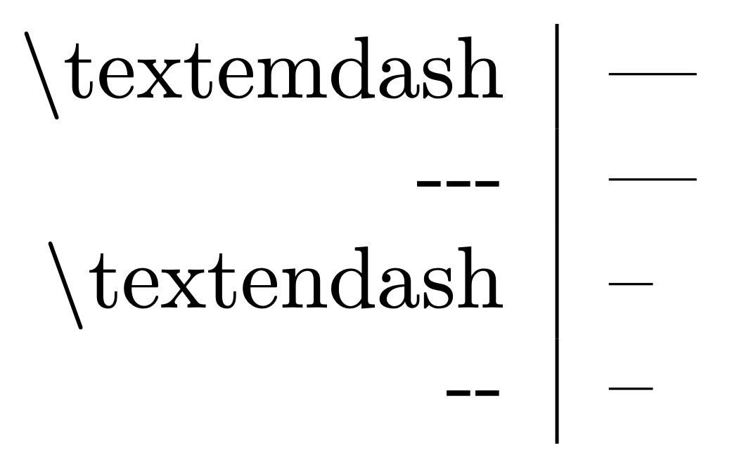 em dash and en dash in LaTeX