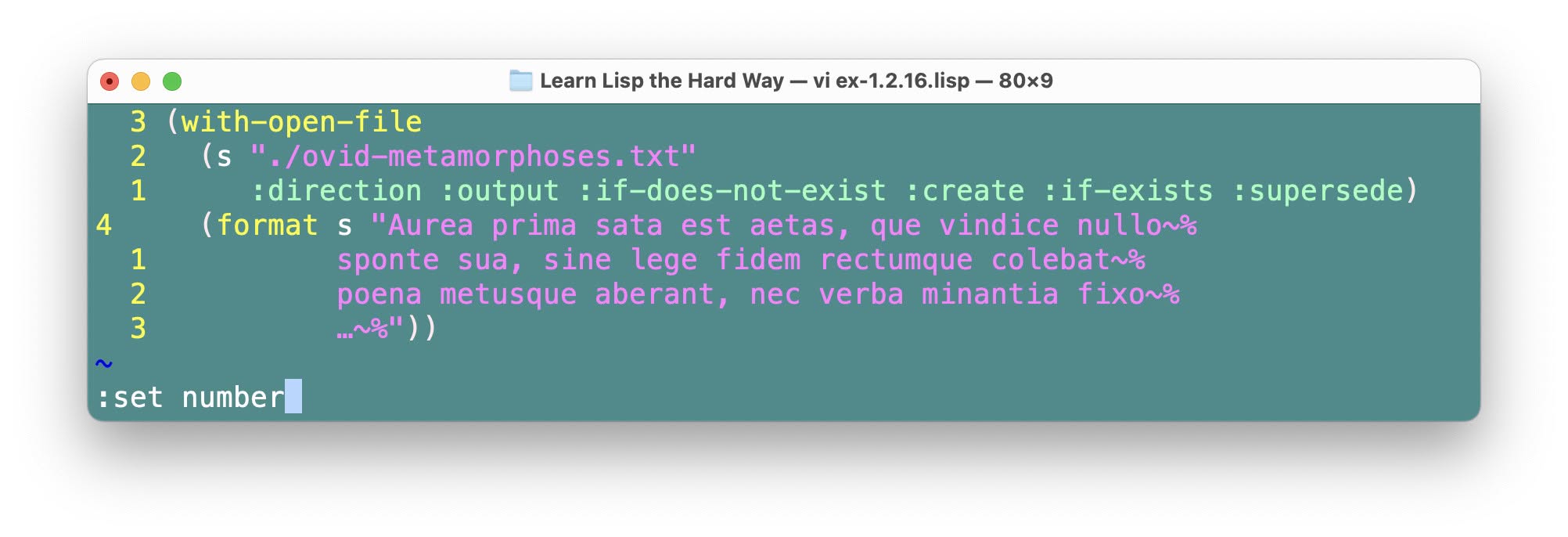 Line numbering in Vim on macOS