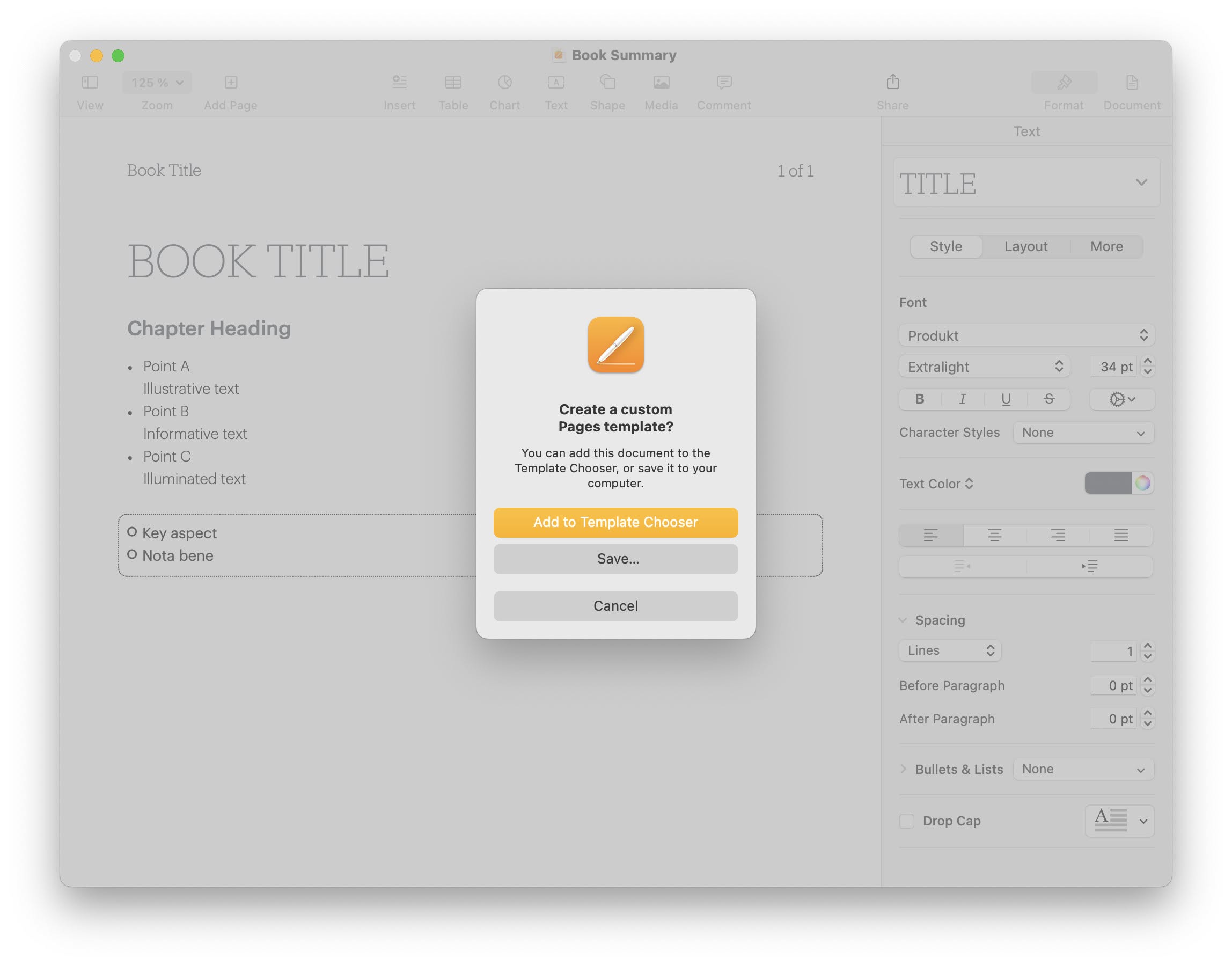 Choose “Add to Template Chooser”