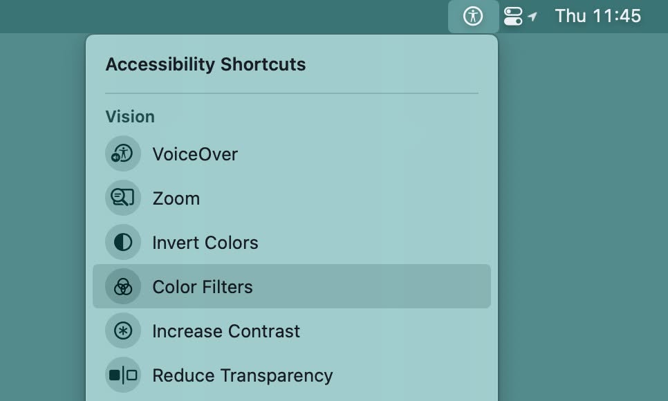 Turn on grayscale mode from the macOS menu bar