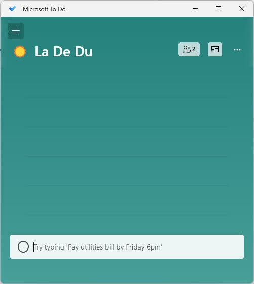 Click the hamburger menu to open the sidebar in MS To Do for Windows