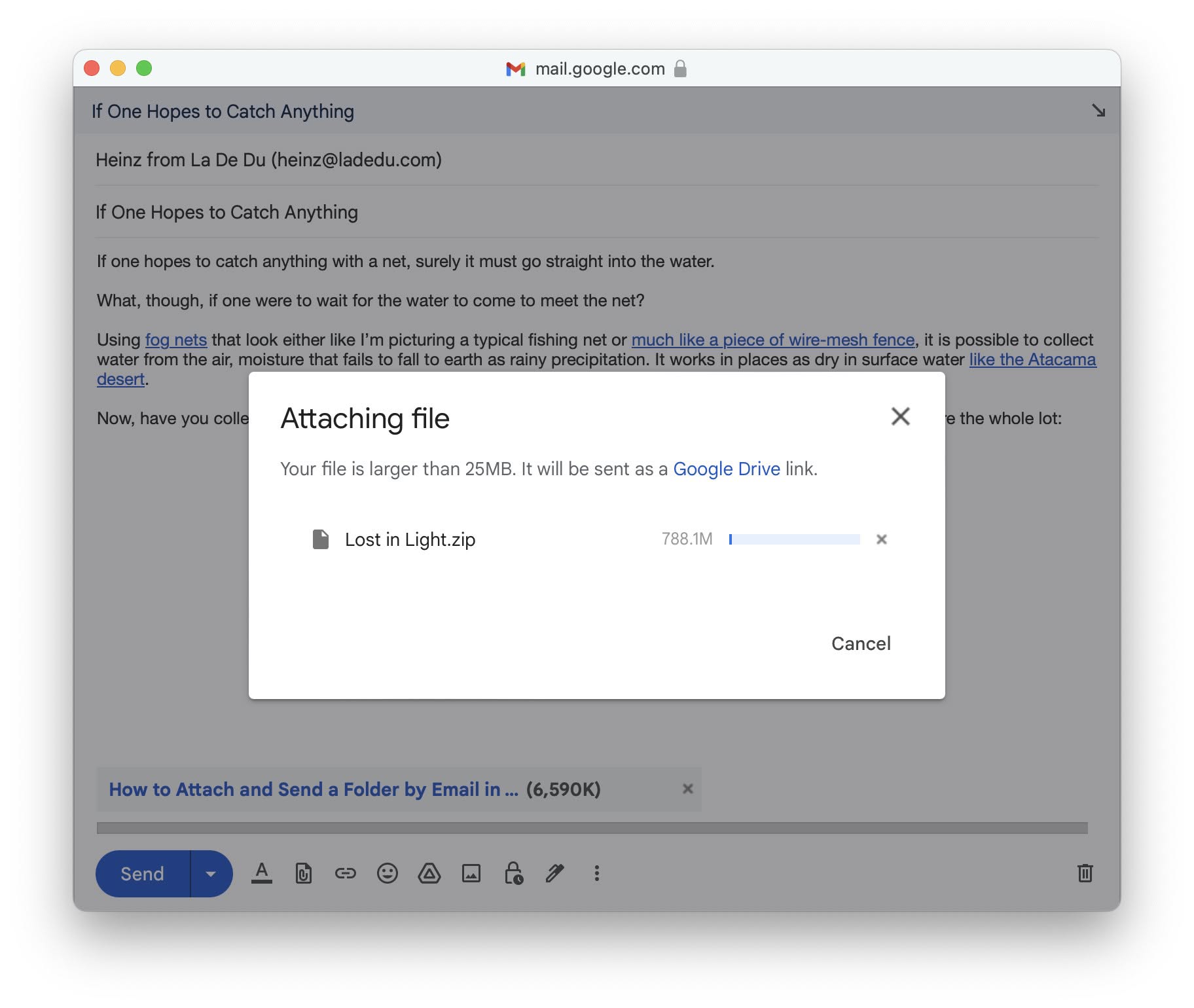 Attaching folders as ZIP files in Gmail