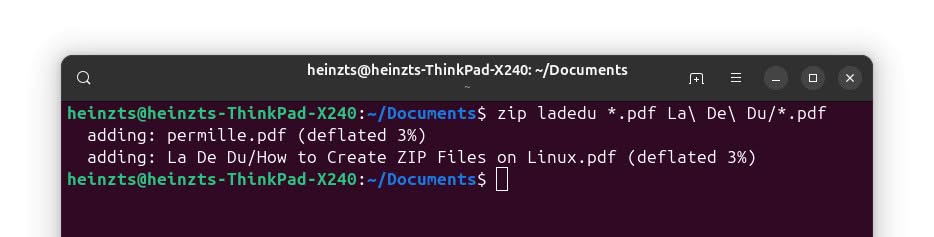 Create a ZIP file on the Linux command line using zip