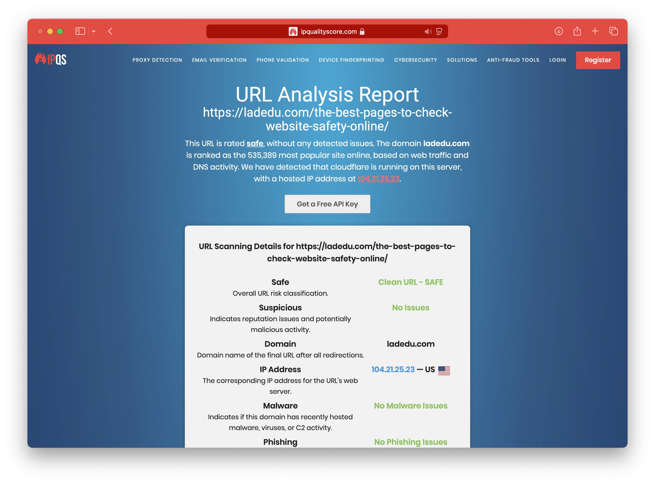 IPQS Malicious URL Scanner - Smart Second Opinion