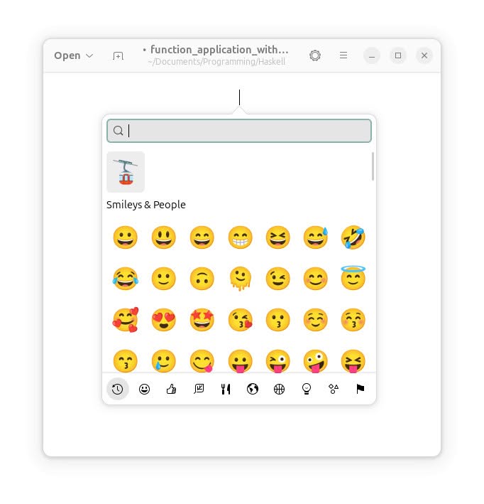 Insert an emoji character using the Gnome emoji panel