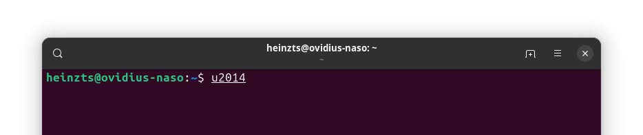 Inserting em dash using its Unicode code point in a Linux terminal