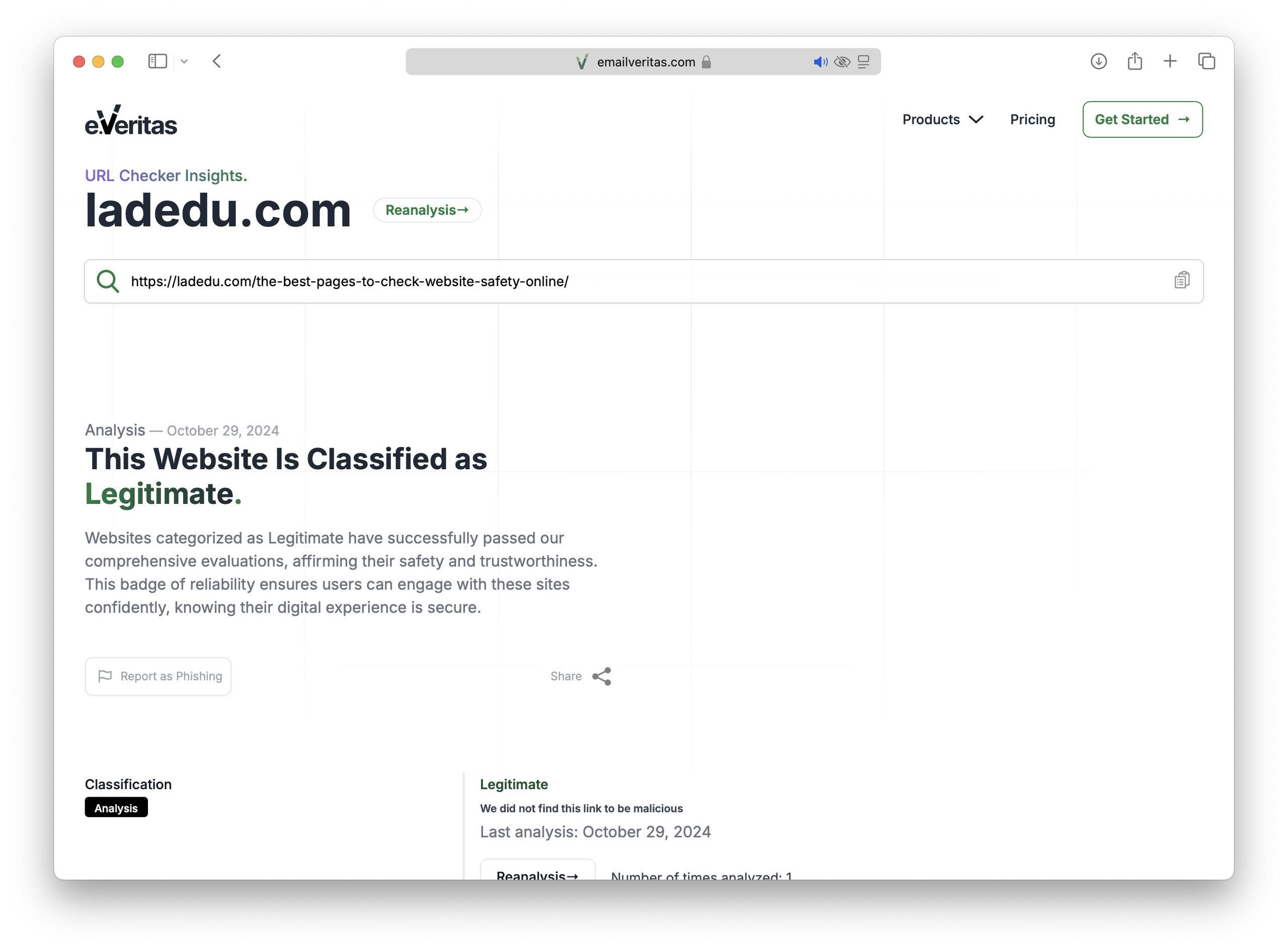 e.Veritas URL Checker - Rightfully Suspicious Website Security Checker