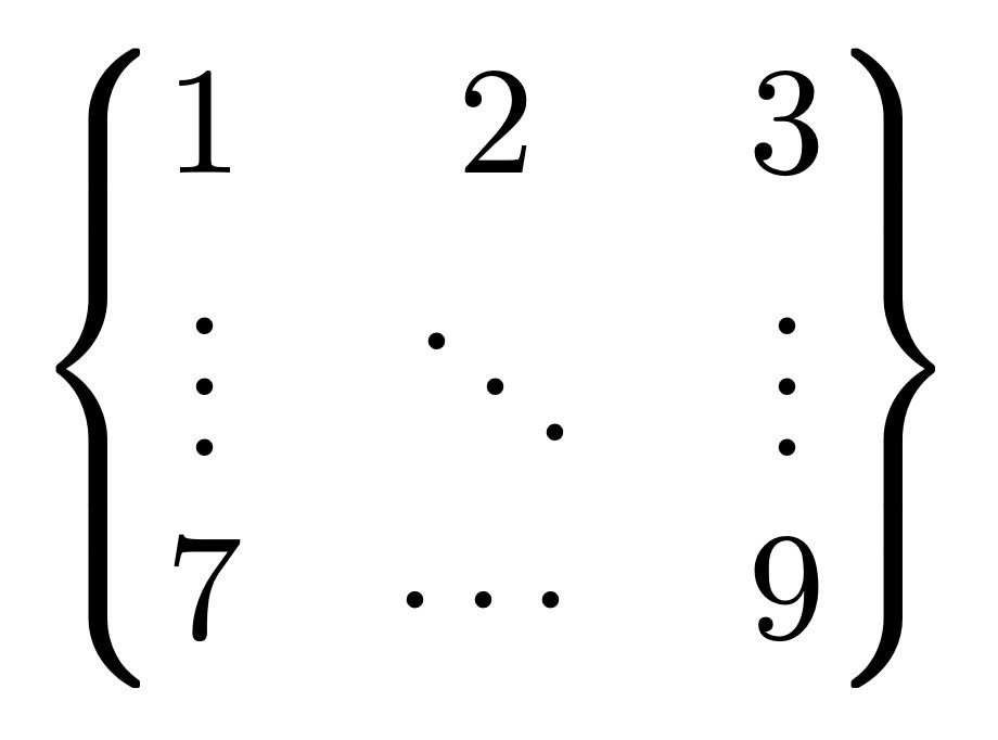 Using ellipses and dots in LaTeX math mode