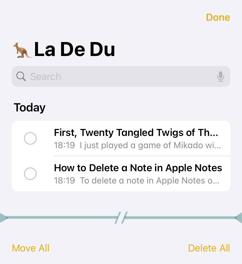 Select “Delete All” to quickly delete all notes in the folder