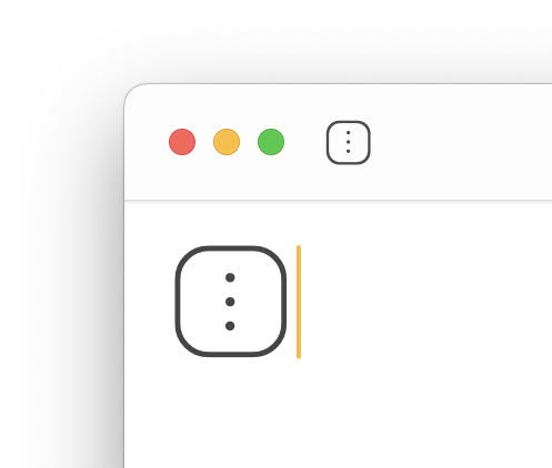 A three-dots menu using Unicode with a rounded keycap square