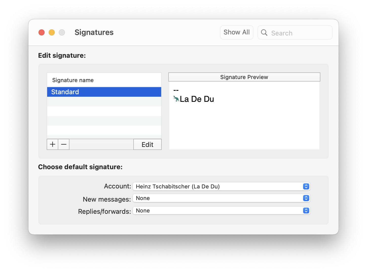 Close the “Signatures” preferences window