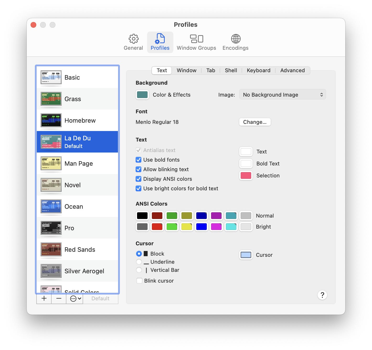 Disable “Blink cursor” in a Terminal app profile to prevent the cursor from blinking