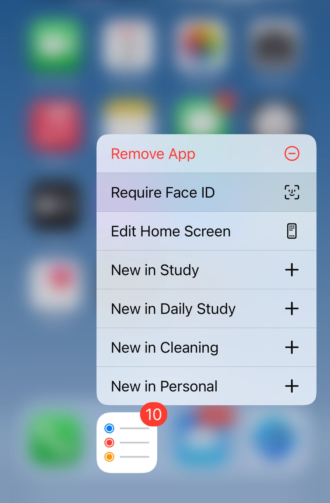Protecting Reminders with Face ID on an iPhone