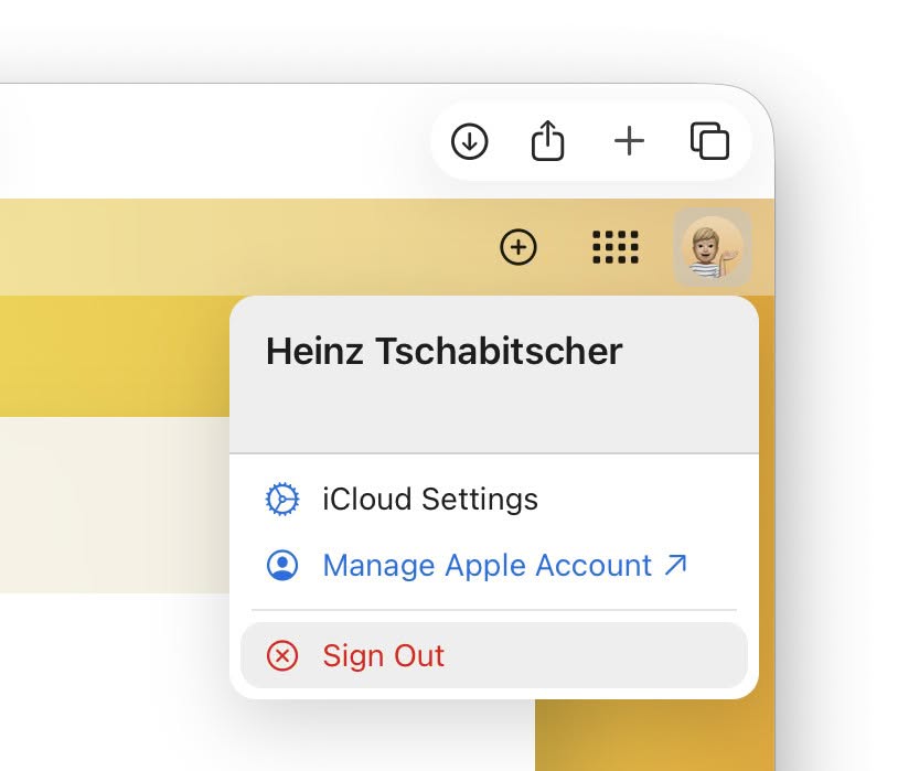 Sign out of iCloud at iCloud.com in a browser