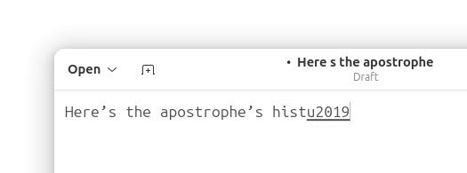 Using Unicode input to type a curly apostrophe on Linux
