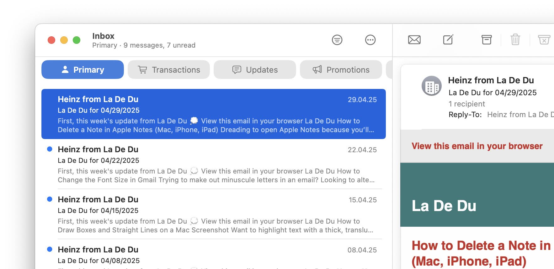 Apple Mail inbox categories in macOS Mail