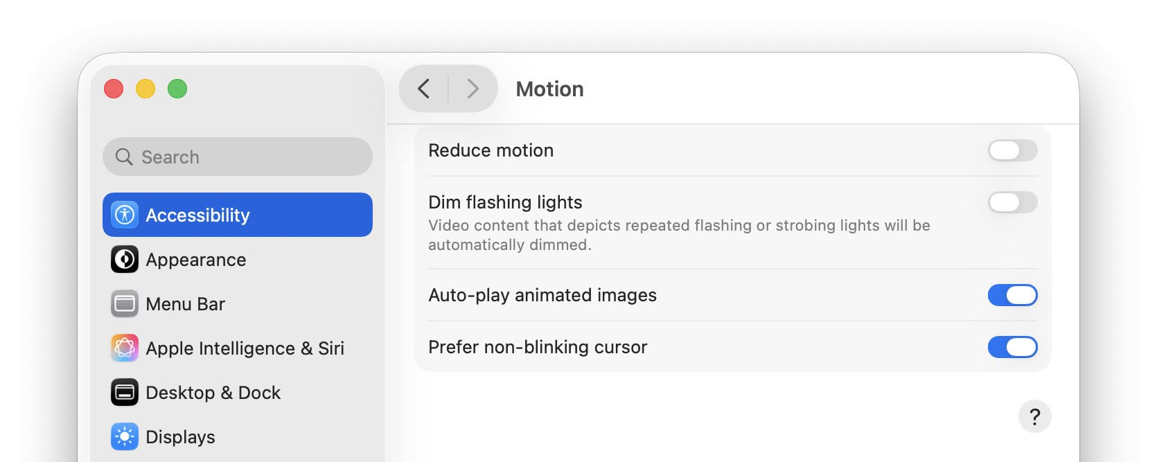 Enable “Prefer non-blinking cursor” to disable cursor bliinking on a Mac
