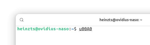 Inserting non-breaking whitespace using Unicode on Linux