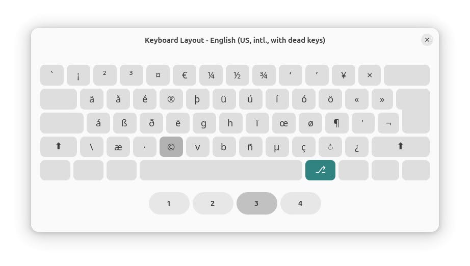 The copyright symbol on the Linux US English-International keyboard layout