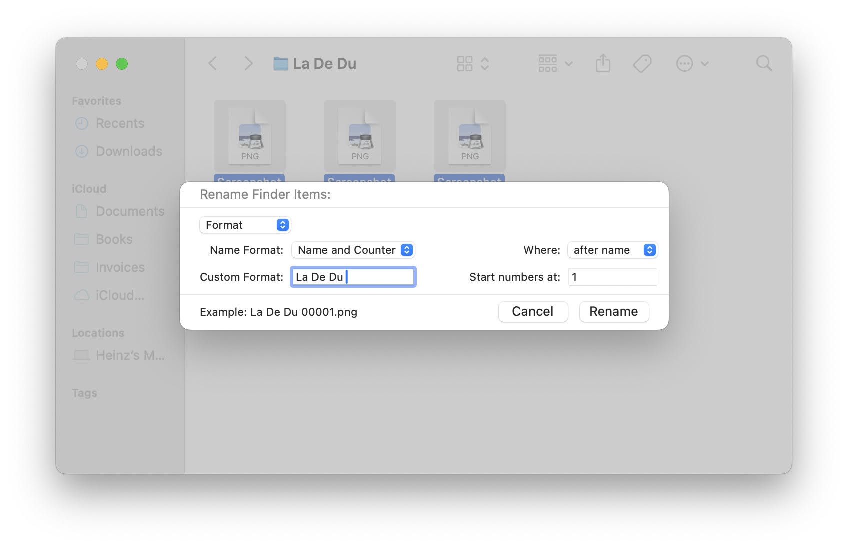 Bulk-renaming files with an indexing system in Mac Finder