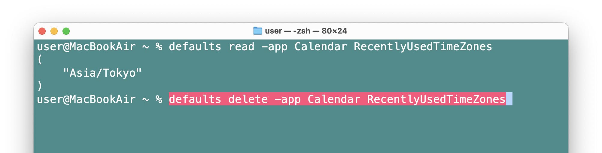 Clear the list of recently used time zones in Apple Calendar for Mac