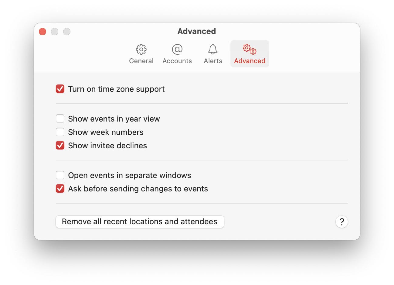 Turn on time zone support to see your itinerary in a different time zone in Apple Calendar for Mac